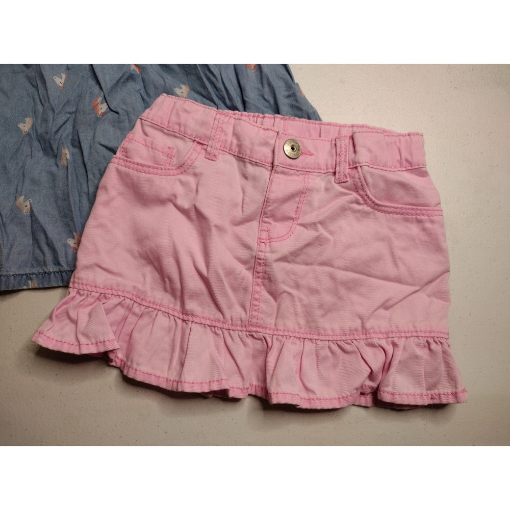 Carters Toddler Girls 3T Unicorn Chambray Top and Pink‎ Ruffle Skirt Outfit Set - Picture 2 of 6